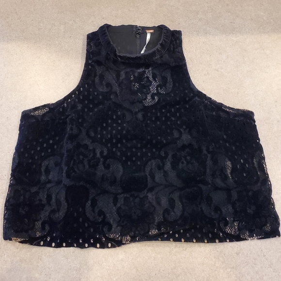 Free People/Walk This Way Black Crop Top - Picture 3 of 12